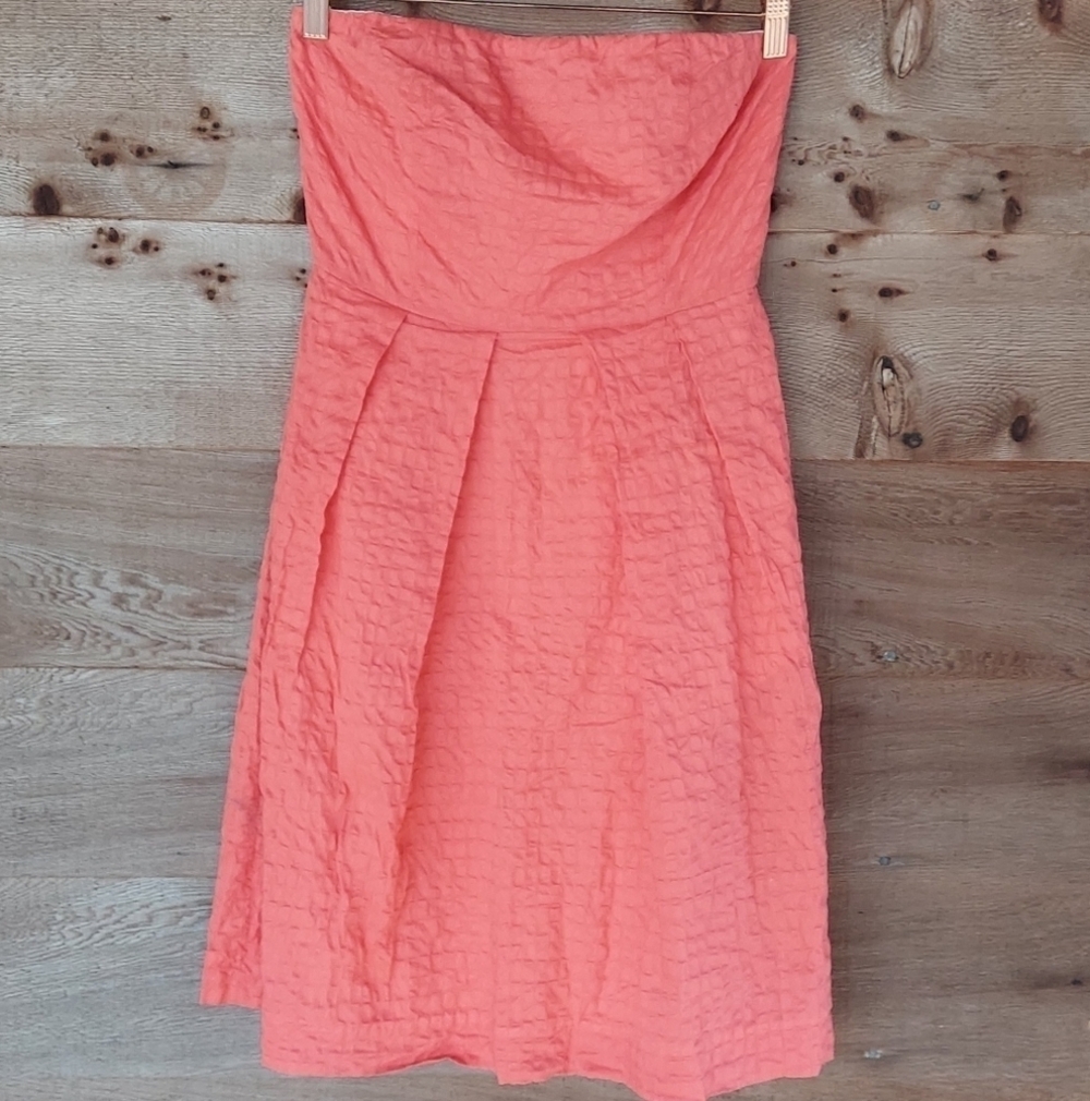 J. Crew Coral Textured Strapless Dress Size 2